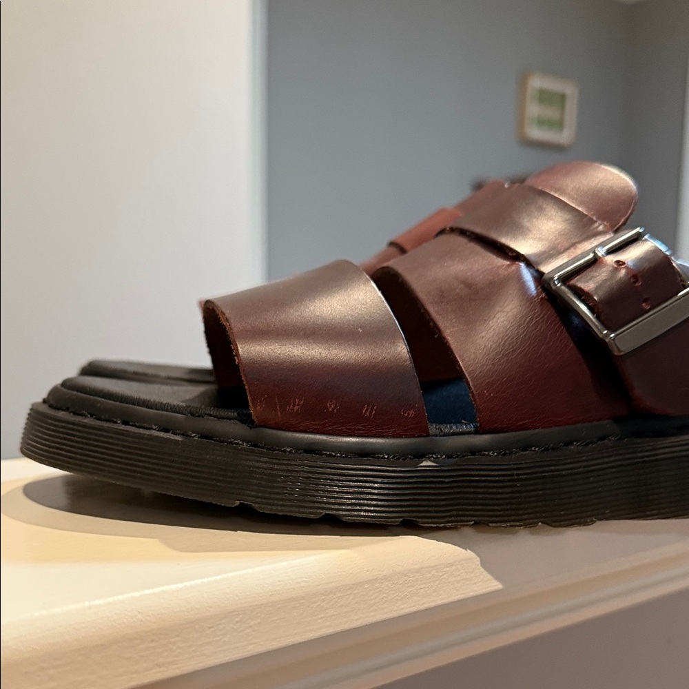 Dr. Martens Men's Double-Strap Slide Sandals - Burgundy Leather - Picture 4 of 7